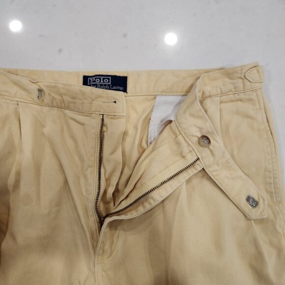 Vintage Polo Ralph Lauren Pleated Cuffed Pants Men’s 34x31 Cream 100% Cotton USA - Picture 5 of 16